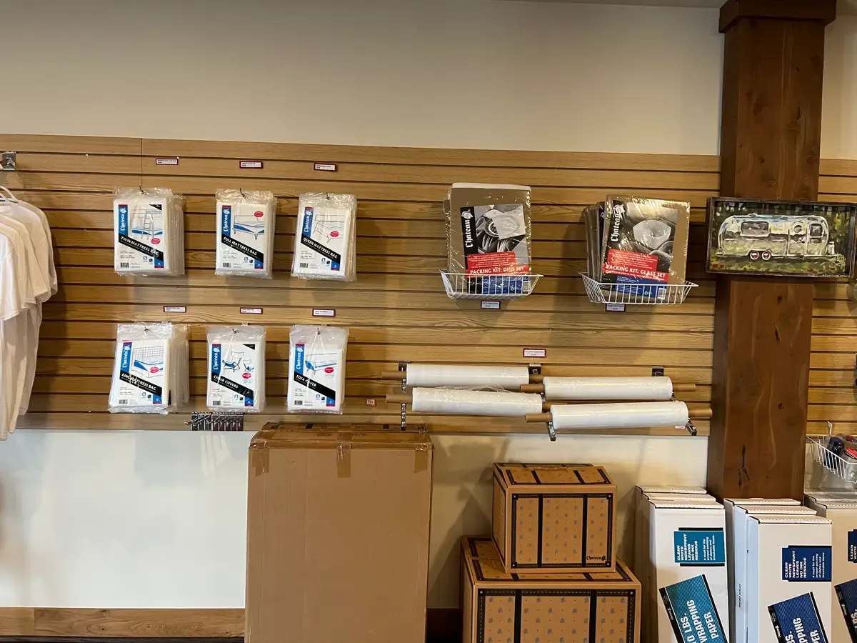 Moving supplies hung on the wall